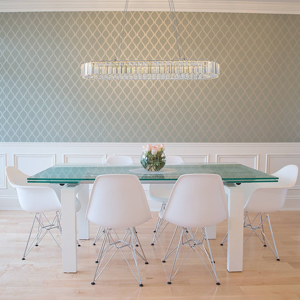 Aevuvum Luxe Oval Halo Chrome Crystal Pendant Light