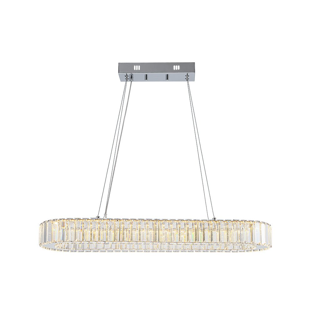Aevuvum Luxe Oval Halo Chrome Crystal Pendant Light