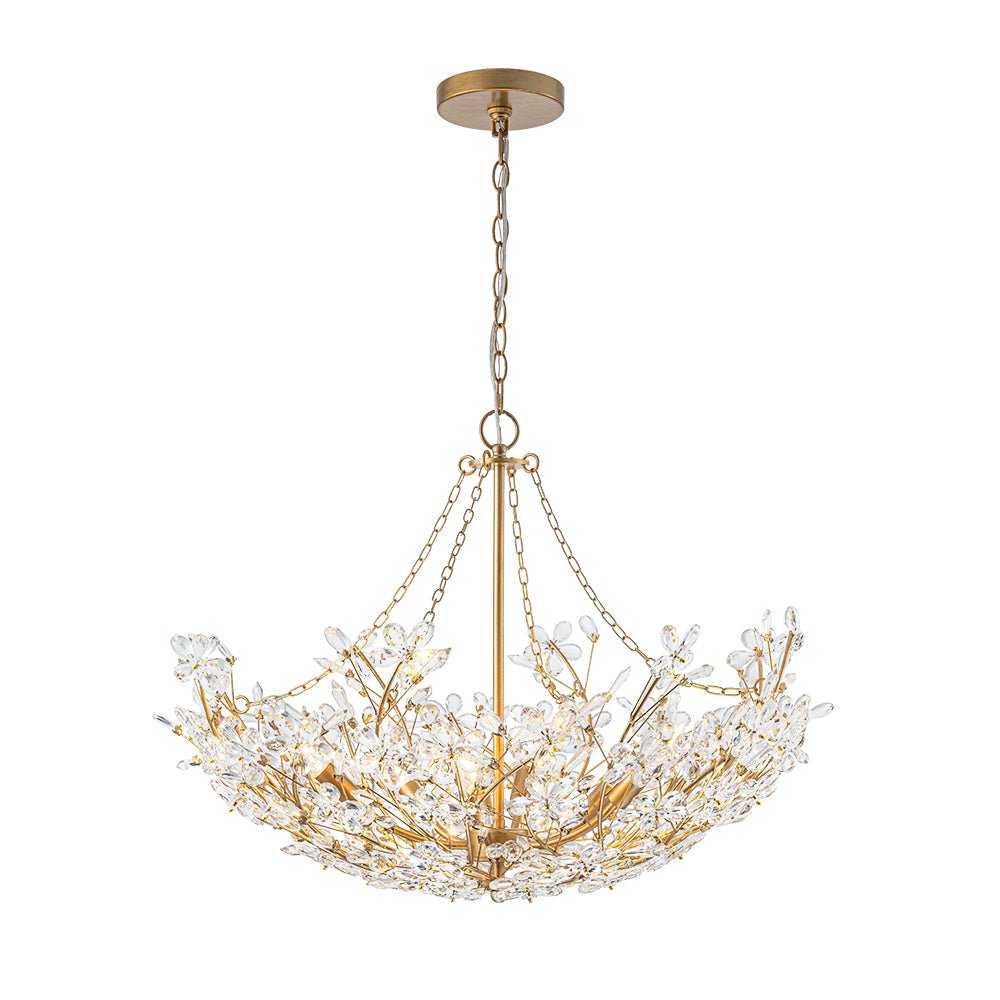 Astron Luxe Floral Crystal Chandelier - Lamp Copper