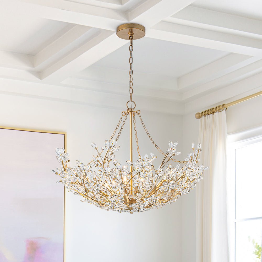 Astron Luxe Floral Crystal Chandelier - Lamp Copper