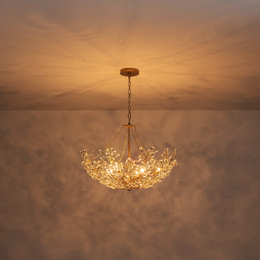 Astron Luxe Floral Crystal Chandelier - Lamp Copper