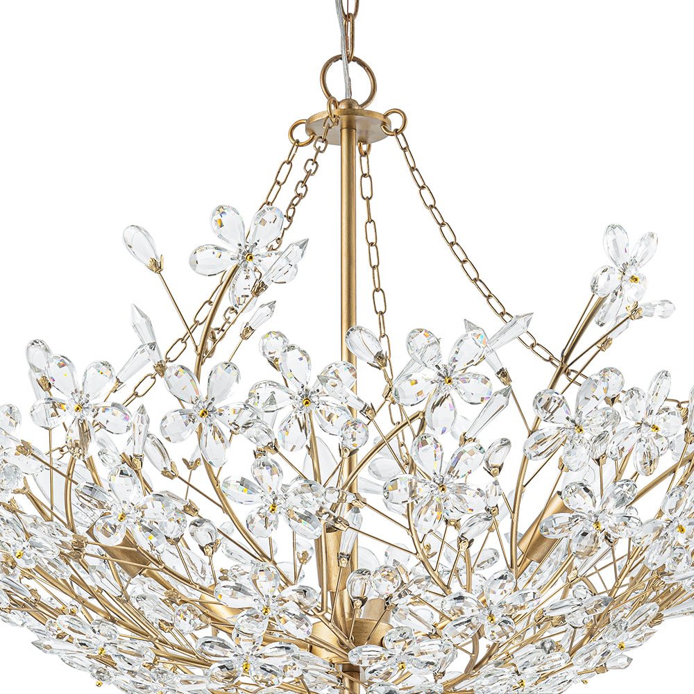 Astron Luxe Floral Crystal Chandelier - Lamp Copper