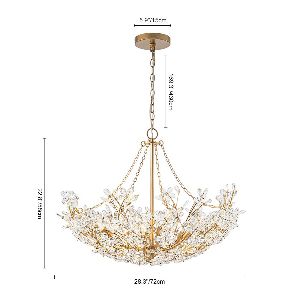 Astron Luxe Floral Crystal Chandelier - Lamp Copper