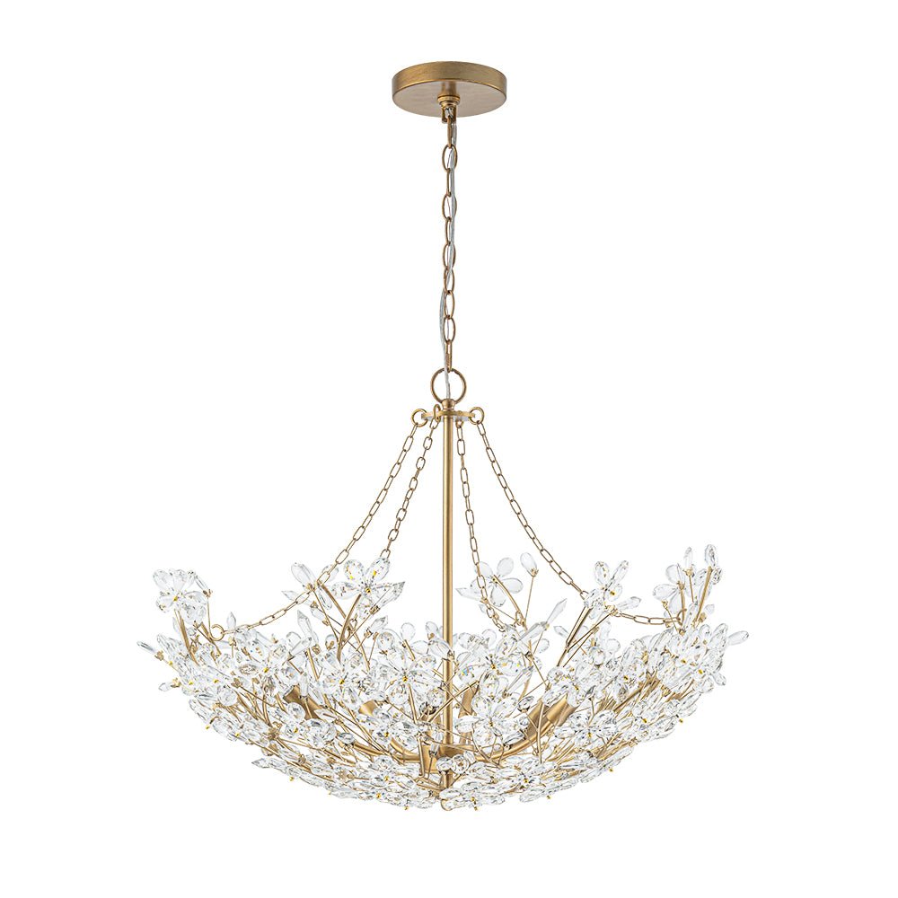 Astron Luxe Floral Crystal Chandelier - Lamp Copper