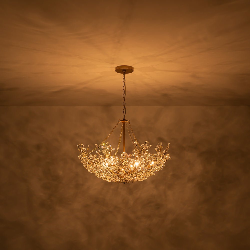Astron Luxe Floral Crystal Chandelier - Lamp Copper
