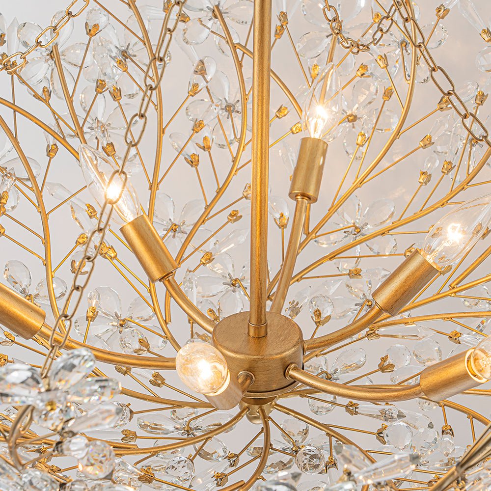 Astron Luxe Floral Crystal Chandelier - Lamp Copper
