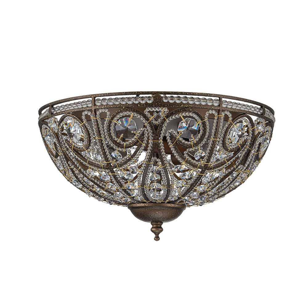 Luxe Moroccan Traditional Bronze Crystal Ceiling Light