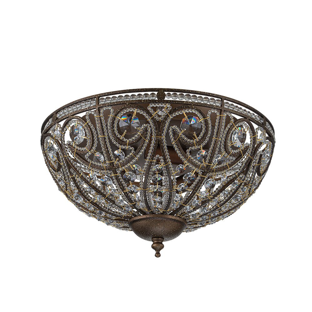 Luxe Moroccan Traditional Bronze Crystal Ceiling Light