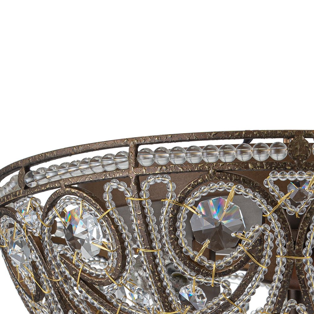 Luxe Moroccan Traditional Bronze Crystal Ceiling Light
