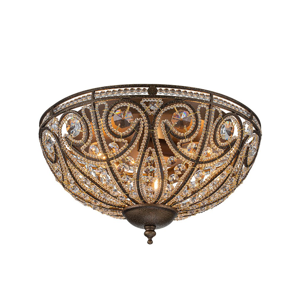 Luxe Moroccan Traditional Bronze Crystal Ceiling Light