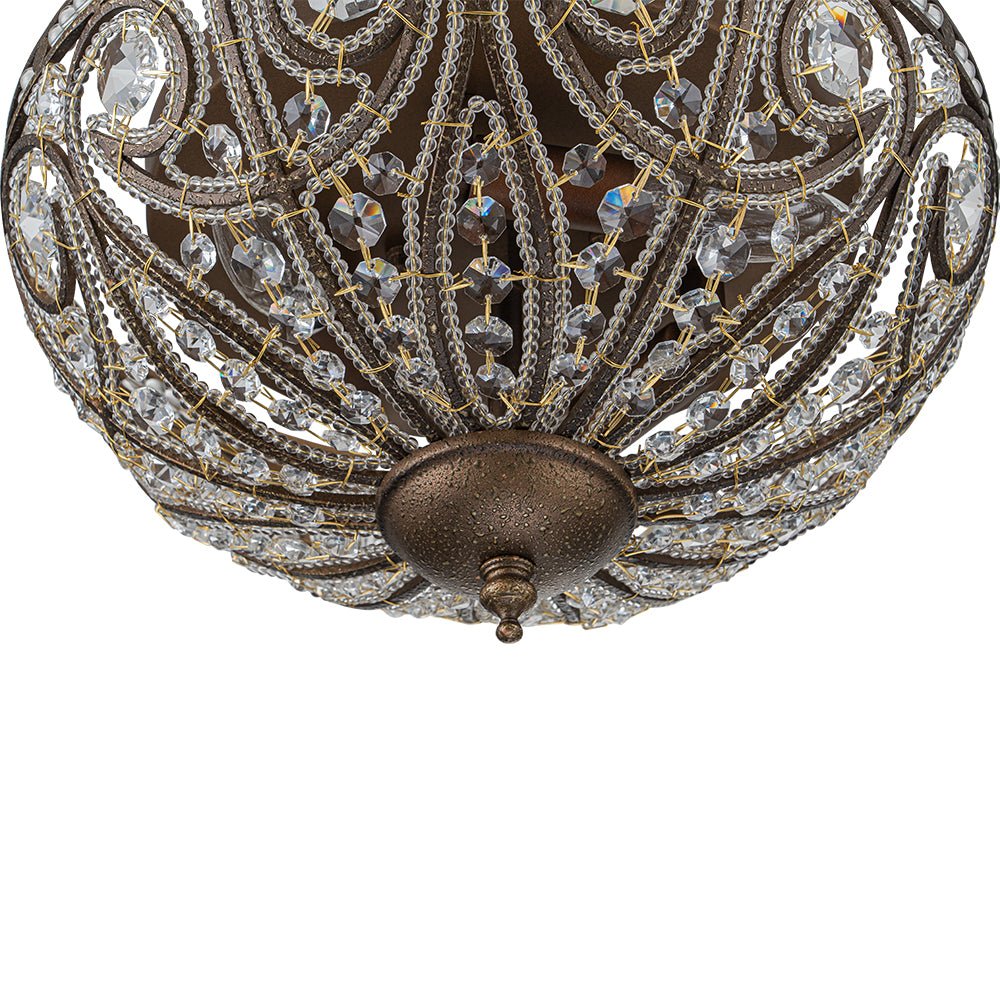 Luxe Moroccan Traditional Bronze Crystal Ceiling Light