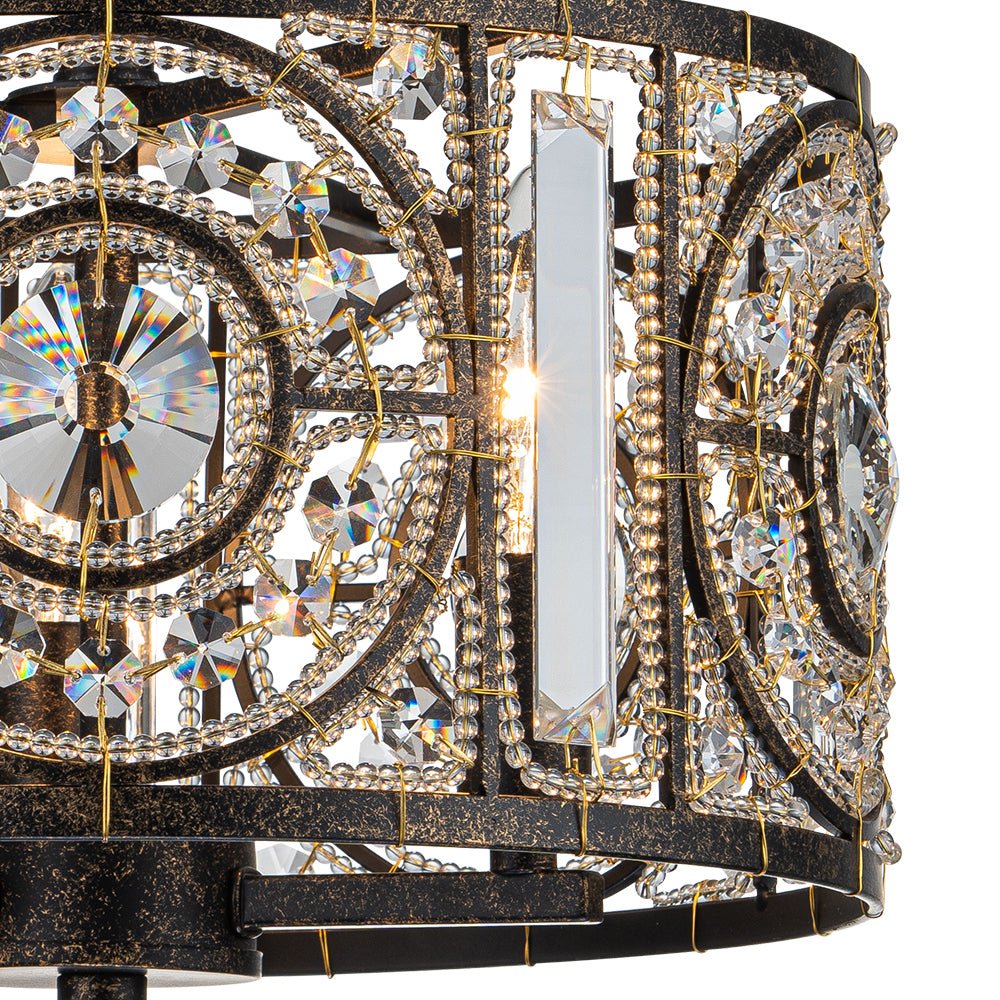 Ulfuli Luxe Moroccan Traditional Crystal Semi Flush Mount Ceiling Light