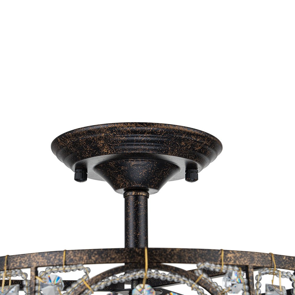 Ulfuli Luxe Moroccan Traditional Crystal Semi Flush Mount Ceiling Light