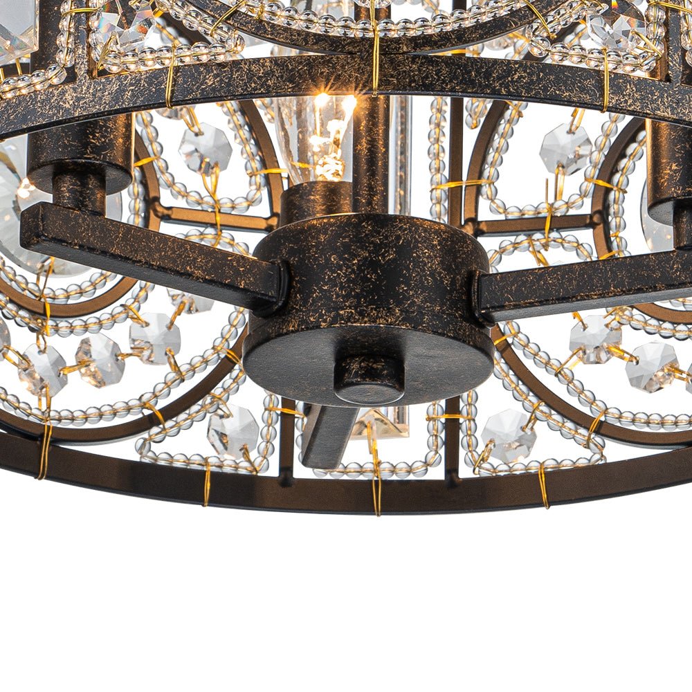 Ulfuli Luxe Moroccan Traditional Crystal Semi Flush Mount Ceiling Light