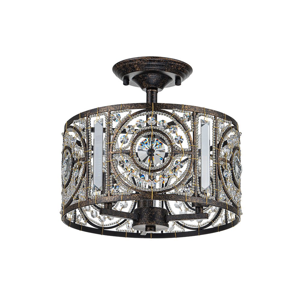 Ulfuli Luxe Moroccan Traditional Crystal Semi Flush Mount Ceiling Light