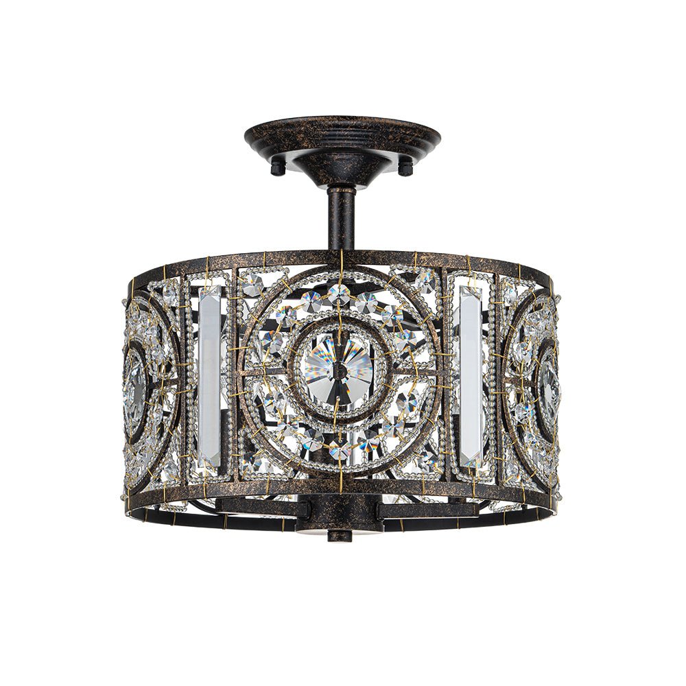 Ulfuli Luxe Moroccan Traditional Crystal Semi Flush Mount Ceiling Light