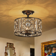 Ulfuli Luxe Moroccan Traditional Crystal Semi Flush Mount Ceiling Light