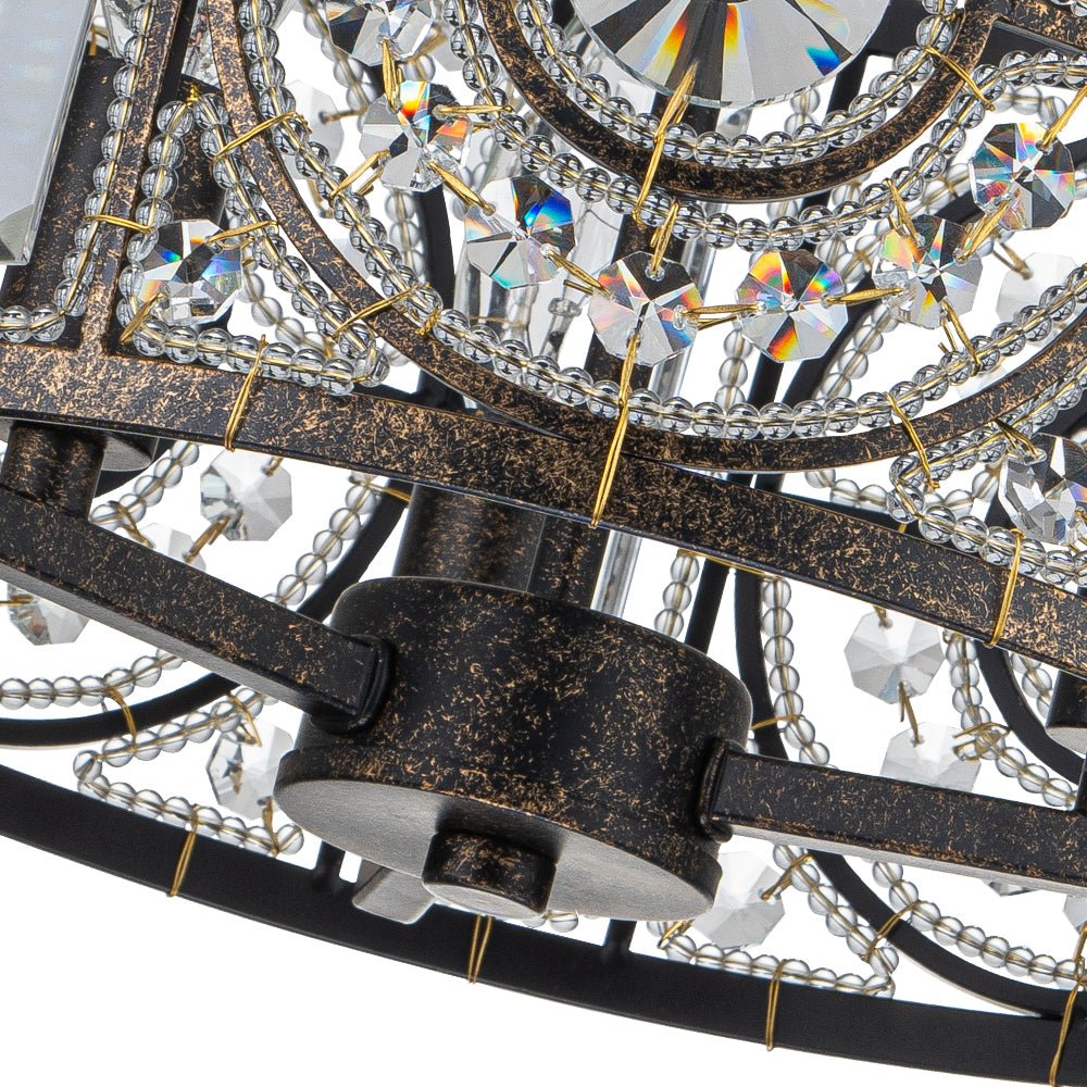 Ulfuli Luxe Moroccan Traditional Crystal Semi Flush Mount Ceiling Light