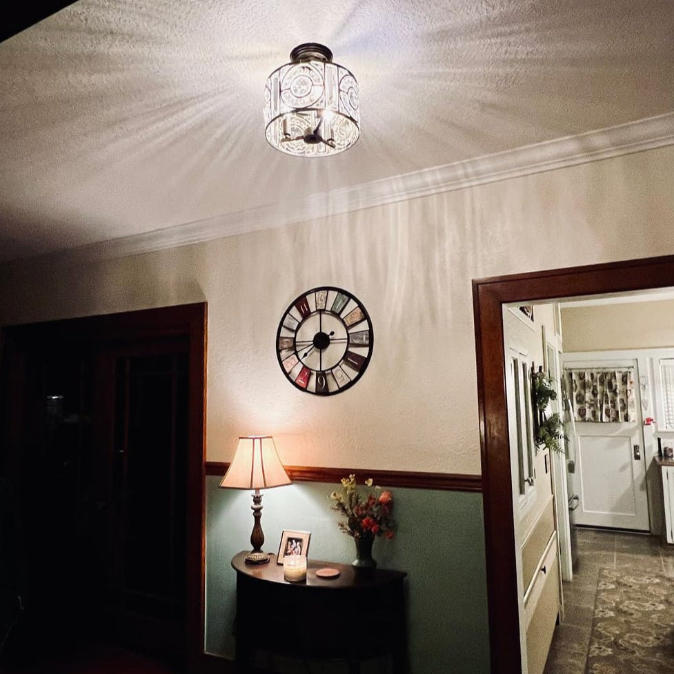 Ulfuli Luxe Moroccan Traditional Crystal Semi Flush Mount Ceiling Light