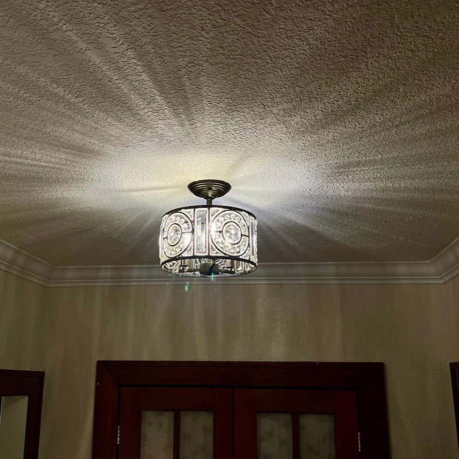 Ulfuli Luxe Moroccan Traditional Crystal Semi Flush Mount Ceiling Light