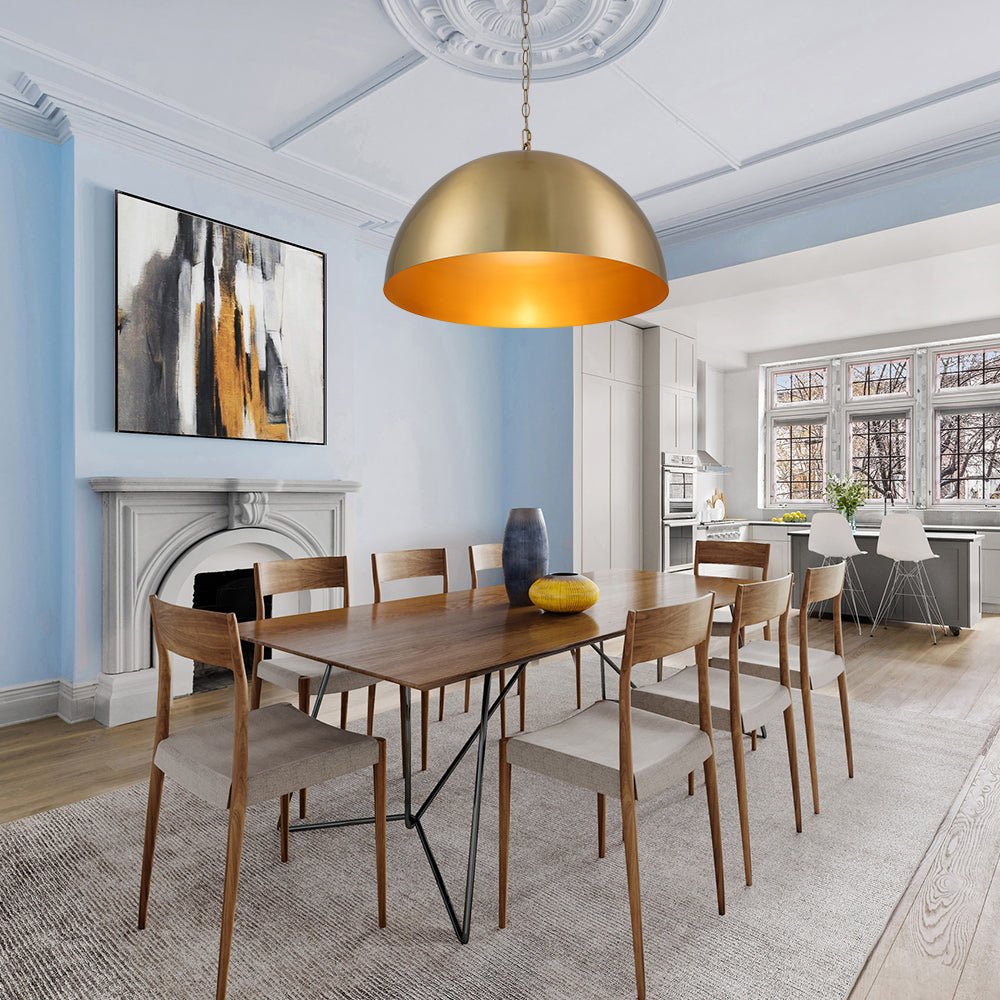 Tinduvum Luxe Oversized Brushed Brass Metal Pendant Light