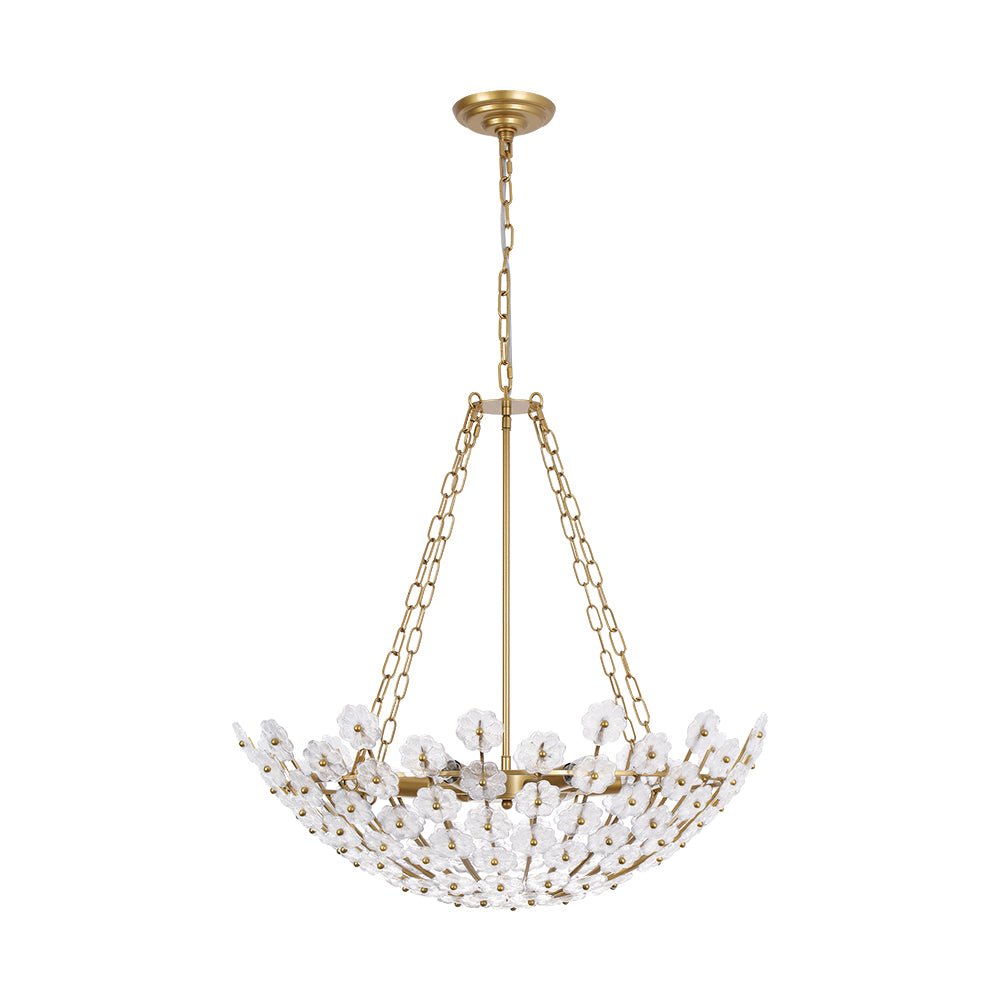 Dvaluvux Luxe Sculpture Bloom Floral Brass Glass Chandelier