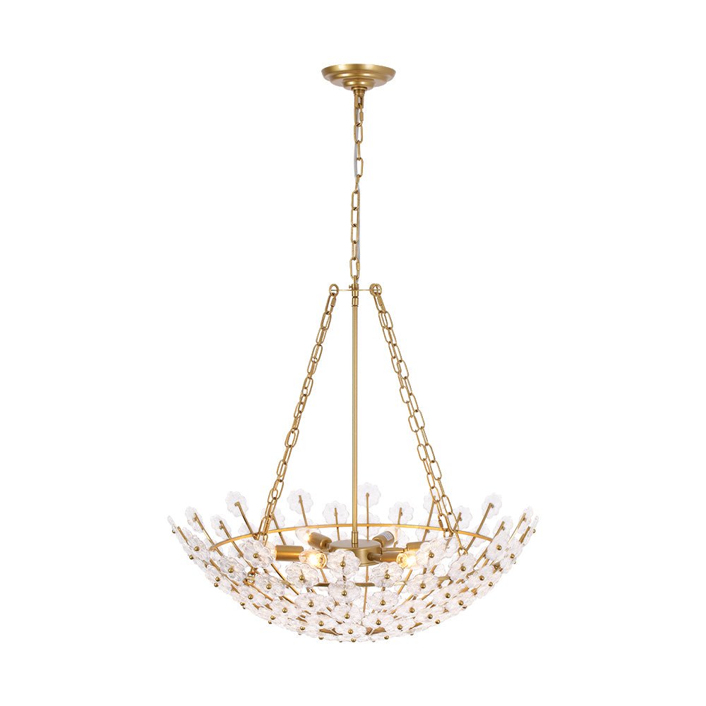 Dvaluvux Luxe Sculpture Bloom Floral Brass Glass Chandelier