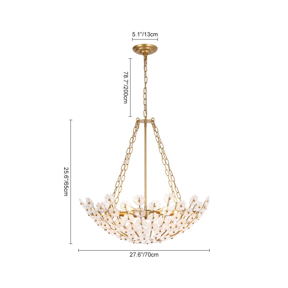 Dvaluvux Luxe Sculpture Bloom Floral Brass Glass Chandelier