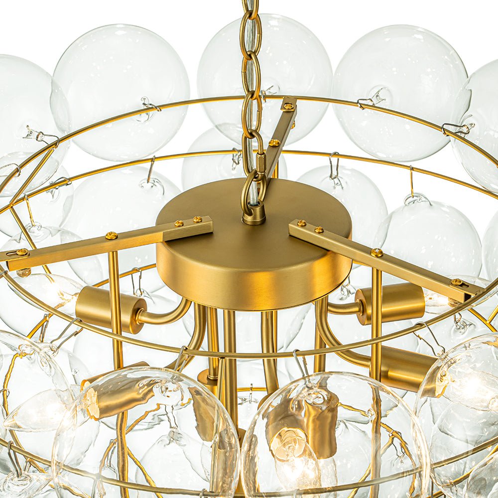 Caelulix Luxury Brass Modern Glass Chandelier