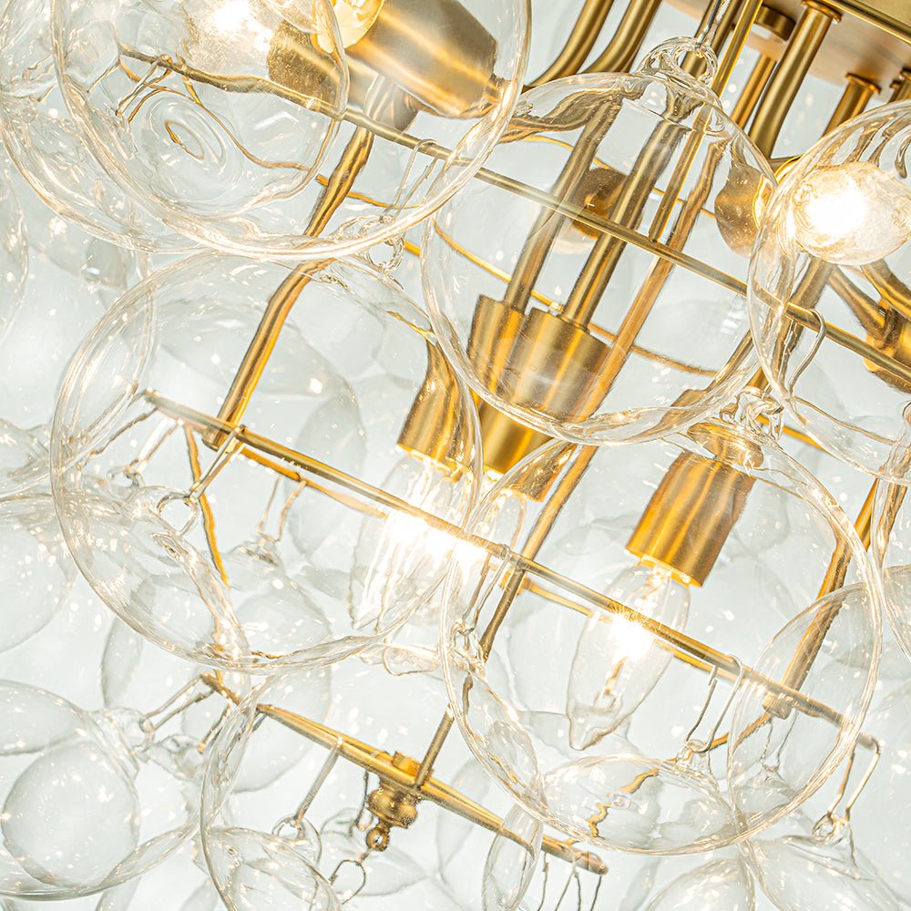 Caelulix Luxury Brass Modern Glass Chandelier