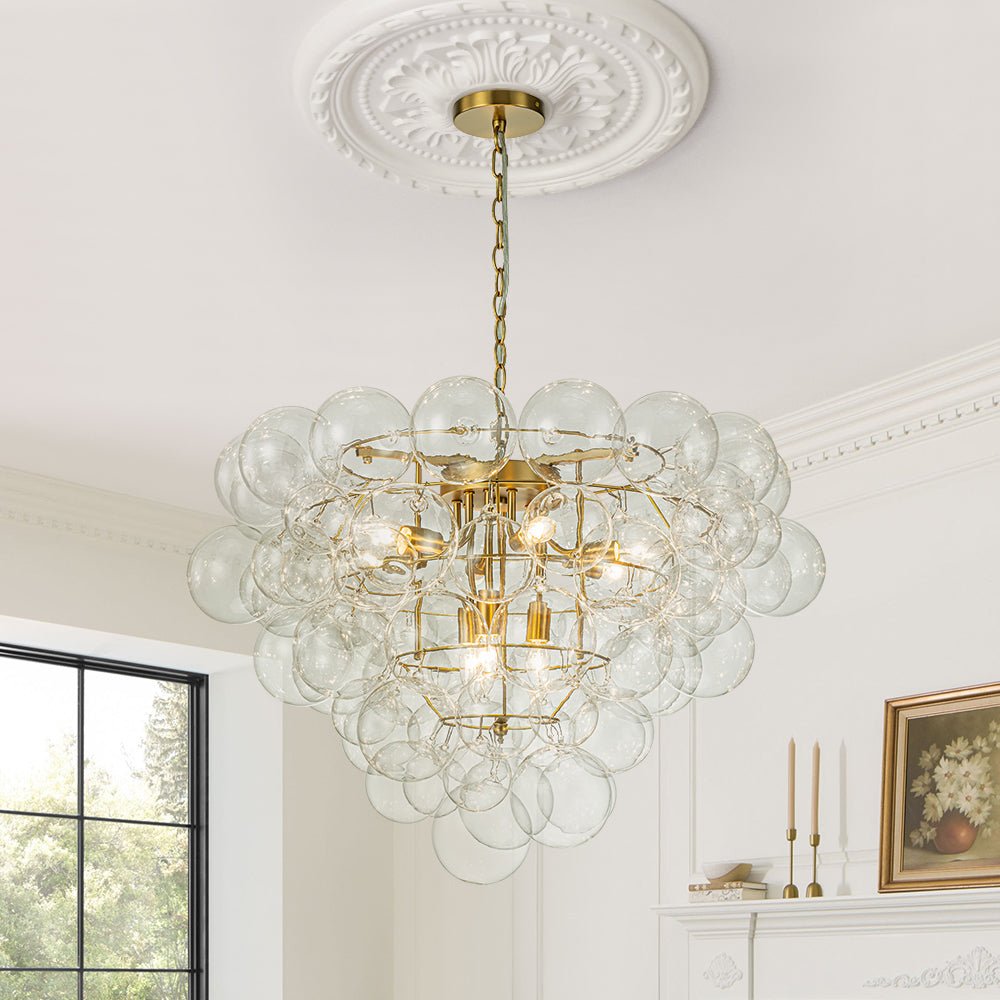 Caelulix Luxury Brass Modern Glass Chandelier
