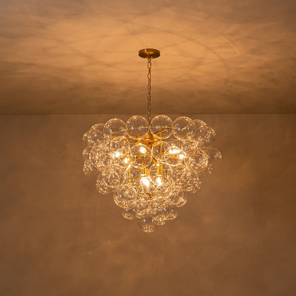 Caelulix Luxury Brass Modern Glass Chandelier