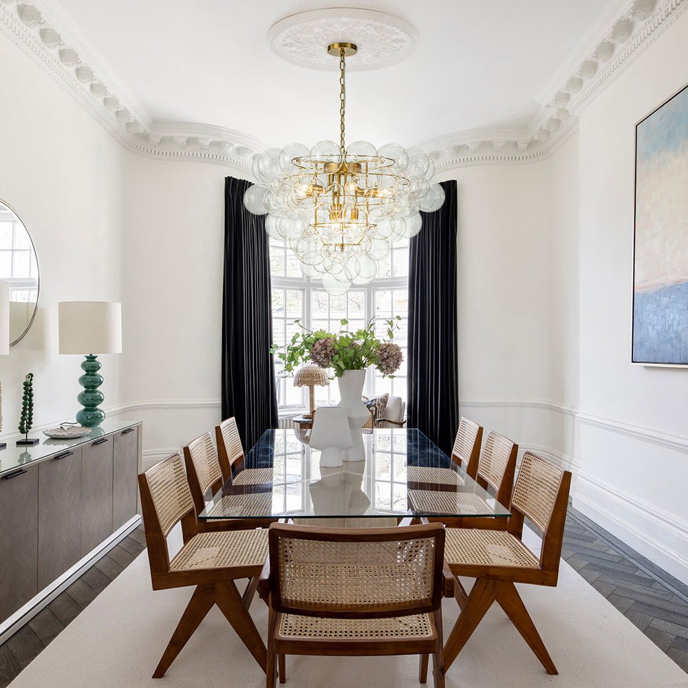 Caelulix Luxury Brass Modern Glass Chandelier