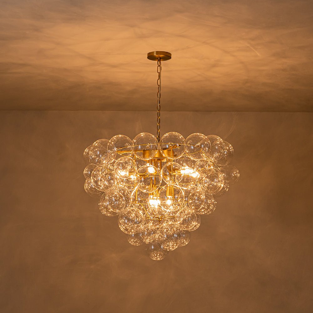 Caelulix Luxury Brass Modern Glass Chandelier