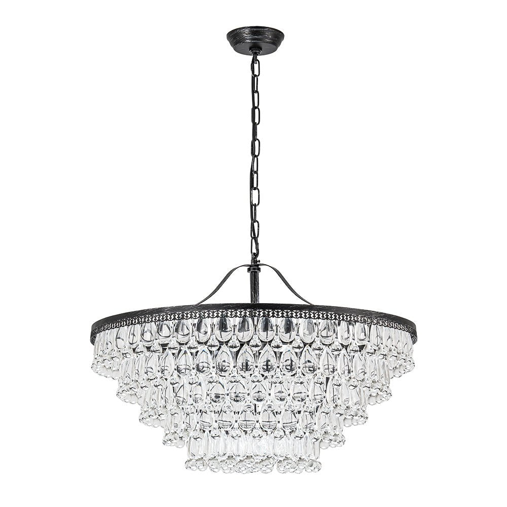 Ildvunix Luxury Glam Tiered Raindrop Crystal Chandelier