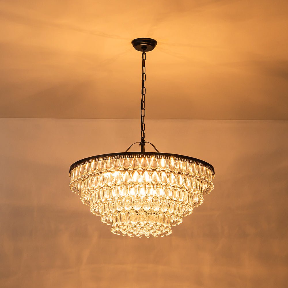 Ildvunix Luxury Glam Tiered Raindrop Crystal Chandelier