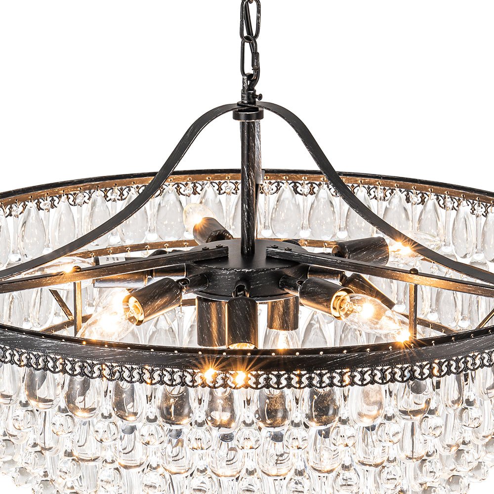 Ildvunix Luxury Glam Tiered Raindrop Crystal Chandelier