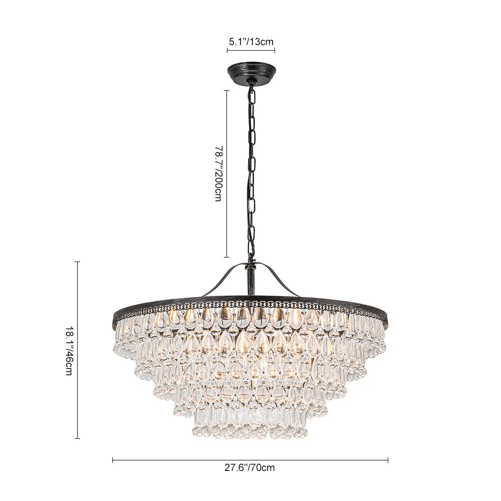 Ildvunix Luxury Glam Tiered Raindrop Crystal Chandelier
