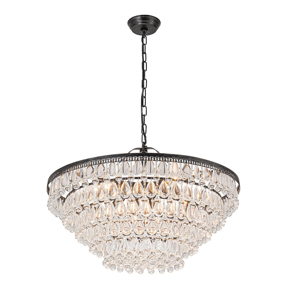 Ildvunix Luxury Glam Tiered Raindrop Crystal Chandelier