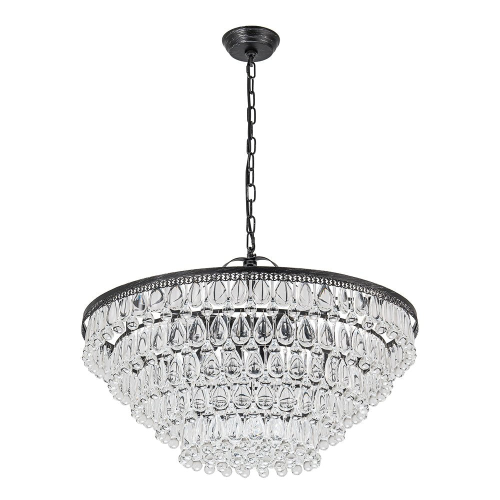 Ildvunix Luxury Glam Tiered Raindrop Crystal Chandelier