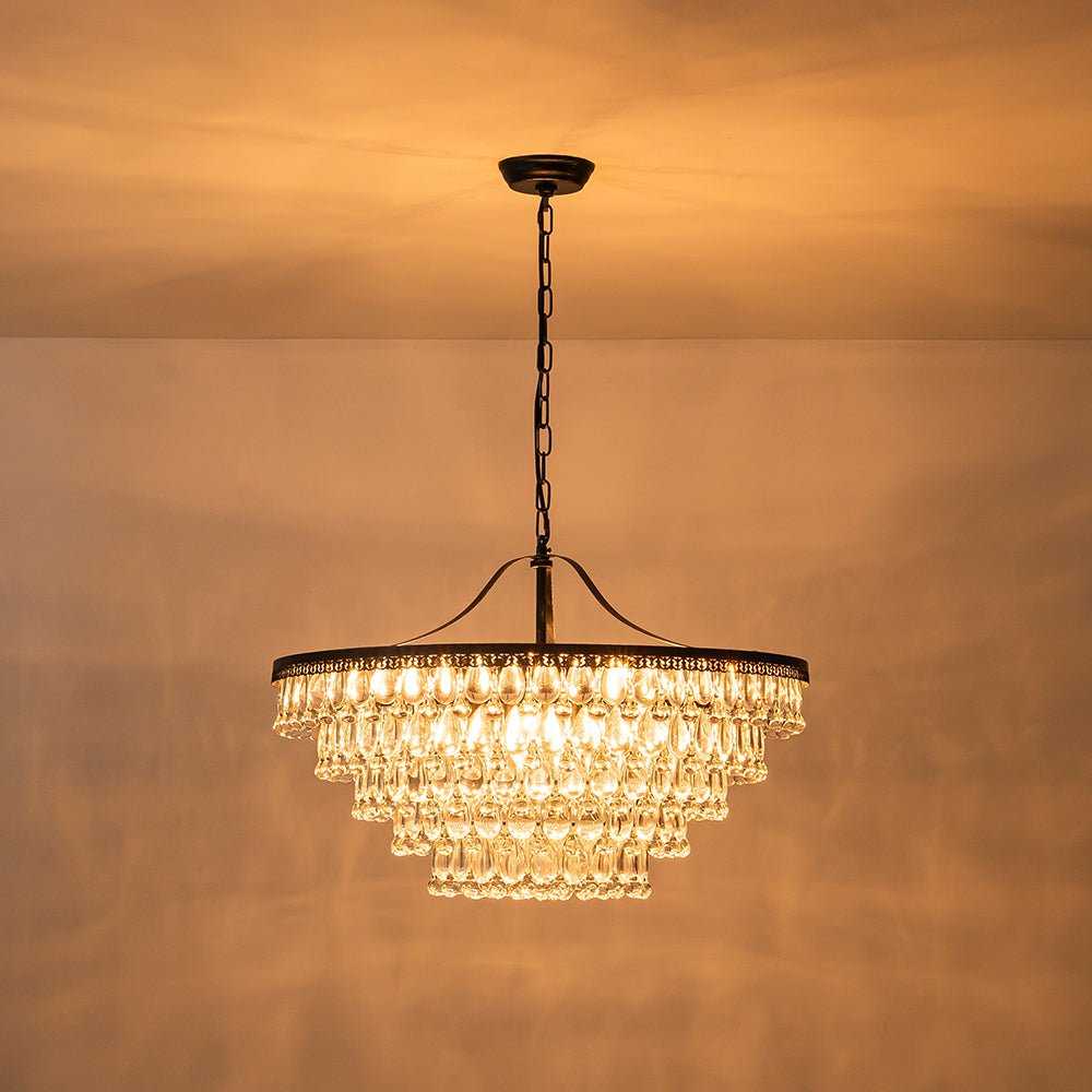 Ildvunix Luxury Glam Tiered Raindrop Crystal Chandelier