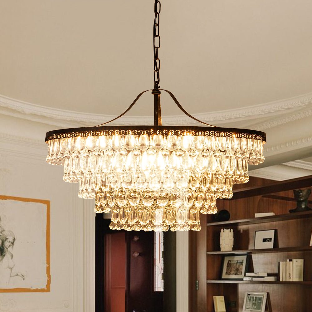 Ildvunix Luxury Glam Tiered Raindrop Crystal Chandelier