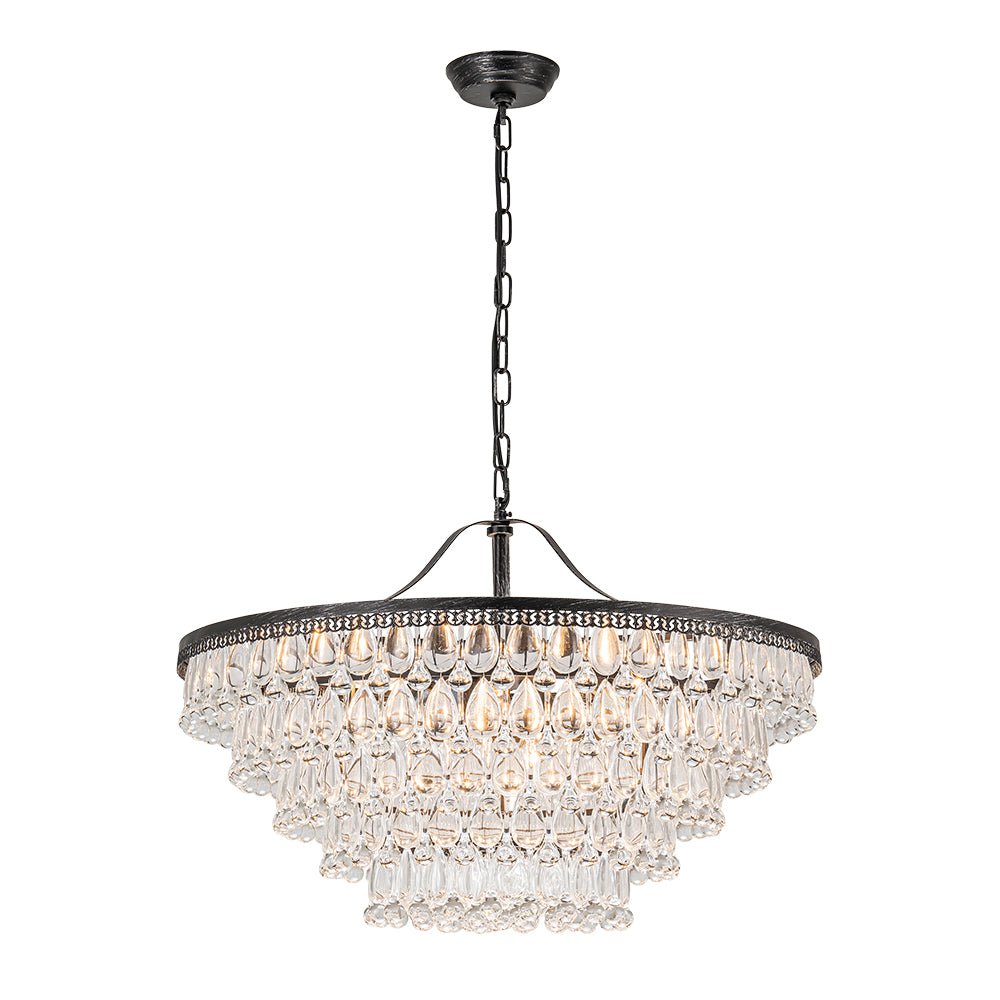 Ildvunix Luxury Glam Tiered Raindrop Crystal Chandelier