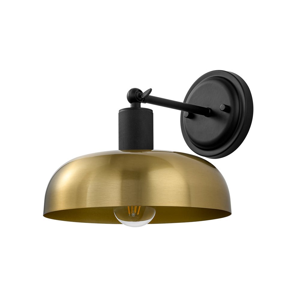 Rauduvo Mid-Century Dome Black Brass Metal Wall Sconce