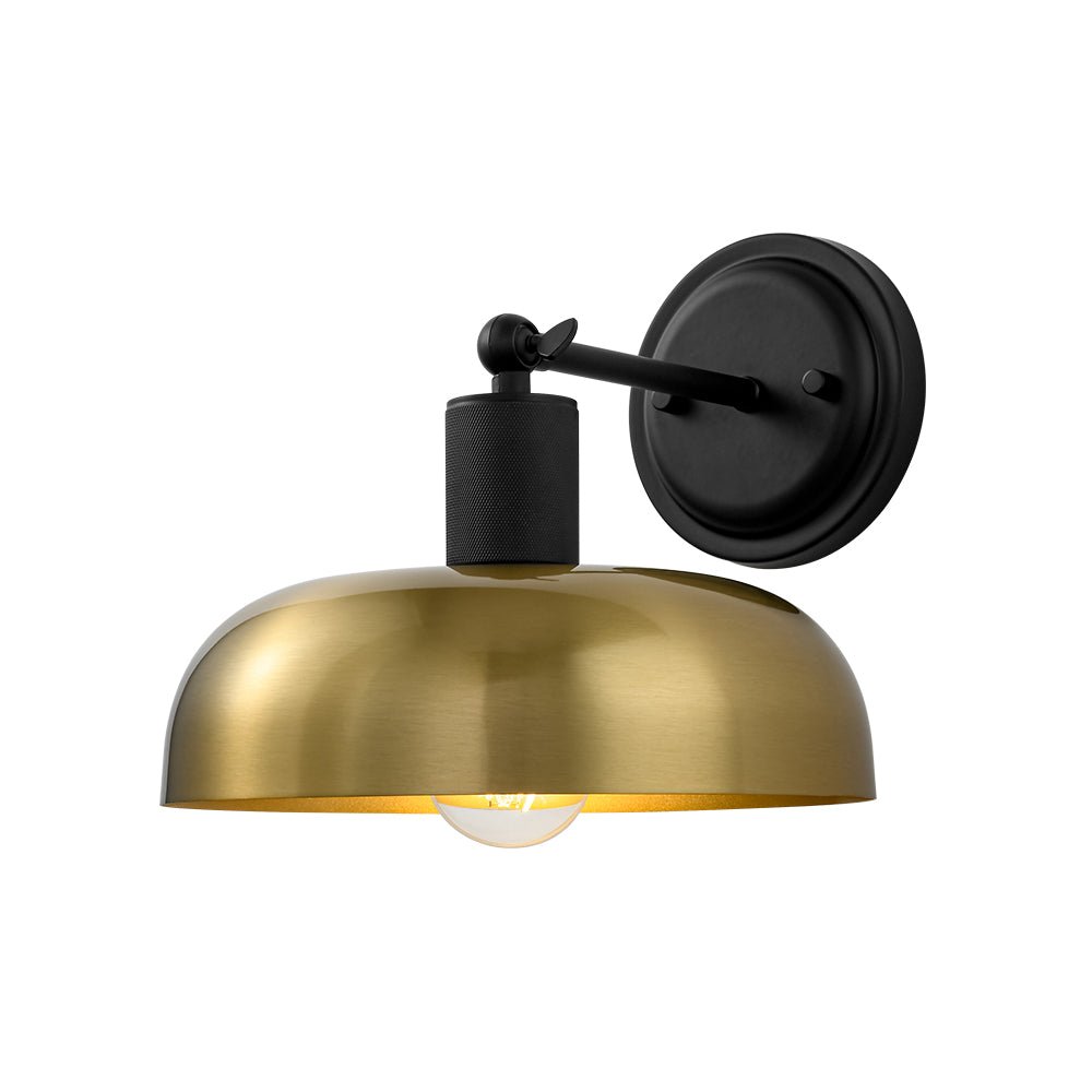 Rauduvo Mid-Century Dome Black Brass Metal Wall Sconce