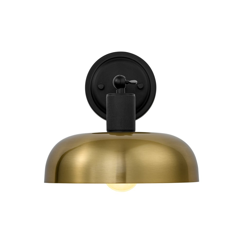 Rauduvo Mid-Century Dome Black Brass Metal Wall Sconce