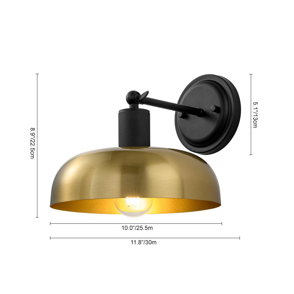 Rauduvo Mid-Century Dome Black Brass Metal Wall Sconce
