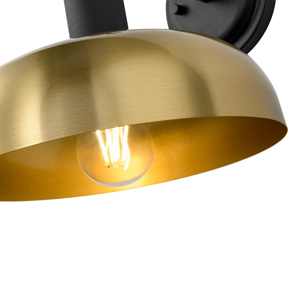 Rauduvo Mid-Century Dome Black Brass Metal Wall Sconce