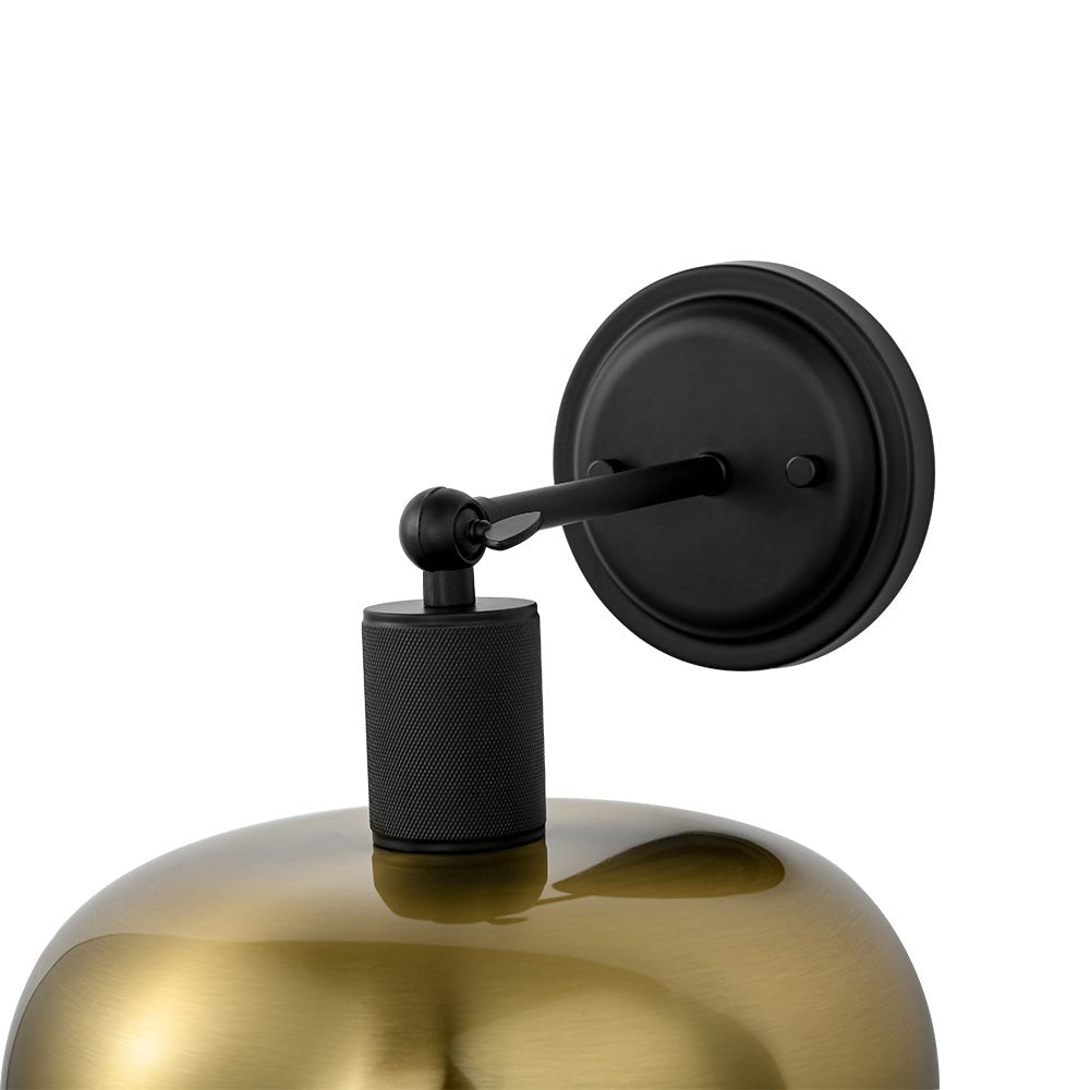 Rauduvo Mid-Century Dome Black Brass Metal Wall Sconce