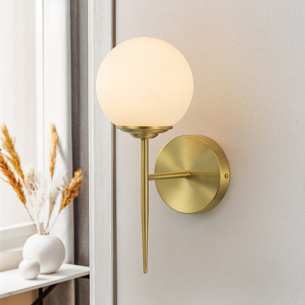 Aether Mid-Century Minimalist Brass Glass Wall Sconce